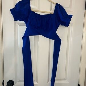 Royal Blue Tie Back Crop Top